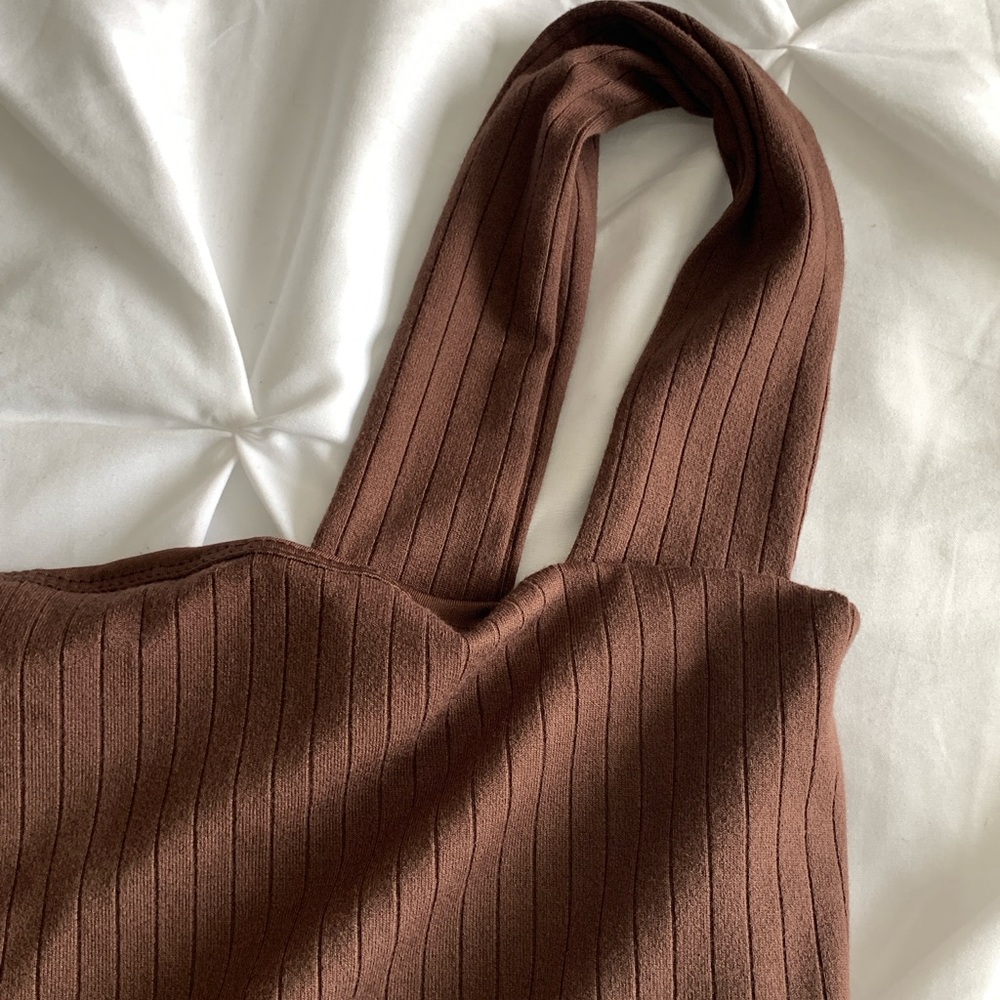 Dynamite cropped square neck top in medium brown - Picture 5 of 6
